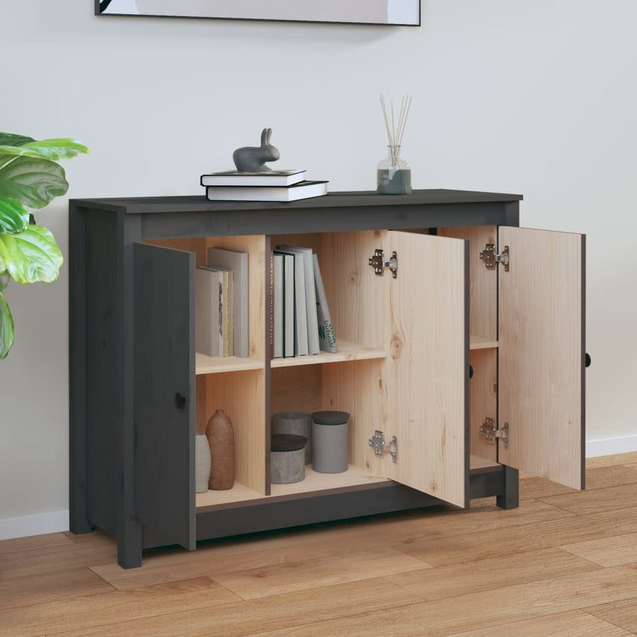 Dressoir 100X35X74 Cm Massief Grenenhout Grijs