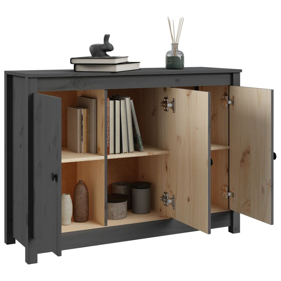 Dressoir 100X35X74 Cm Massief Grenenhout Grijs