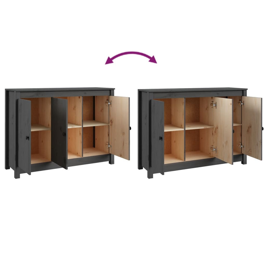 Dressoir 100X35X74 Cm Massief Grenenhout Grijs
