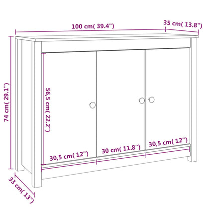 Dressoir 100X35X74 Cm Massief Grenenhout Grijs