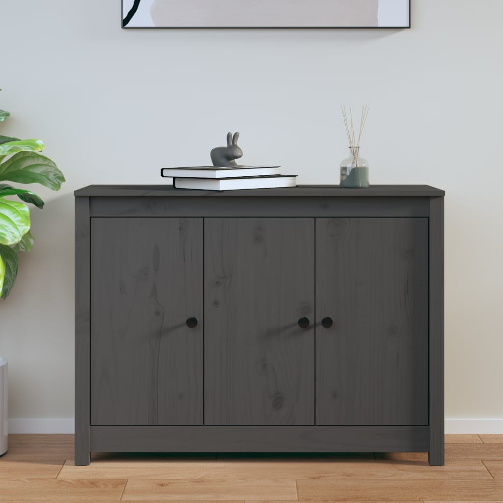 Dressoir 100X35X74 Cm Massief Grenenhout Grijs