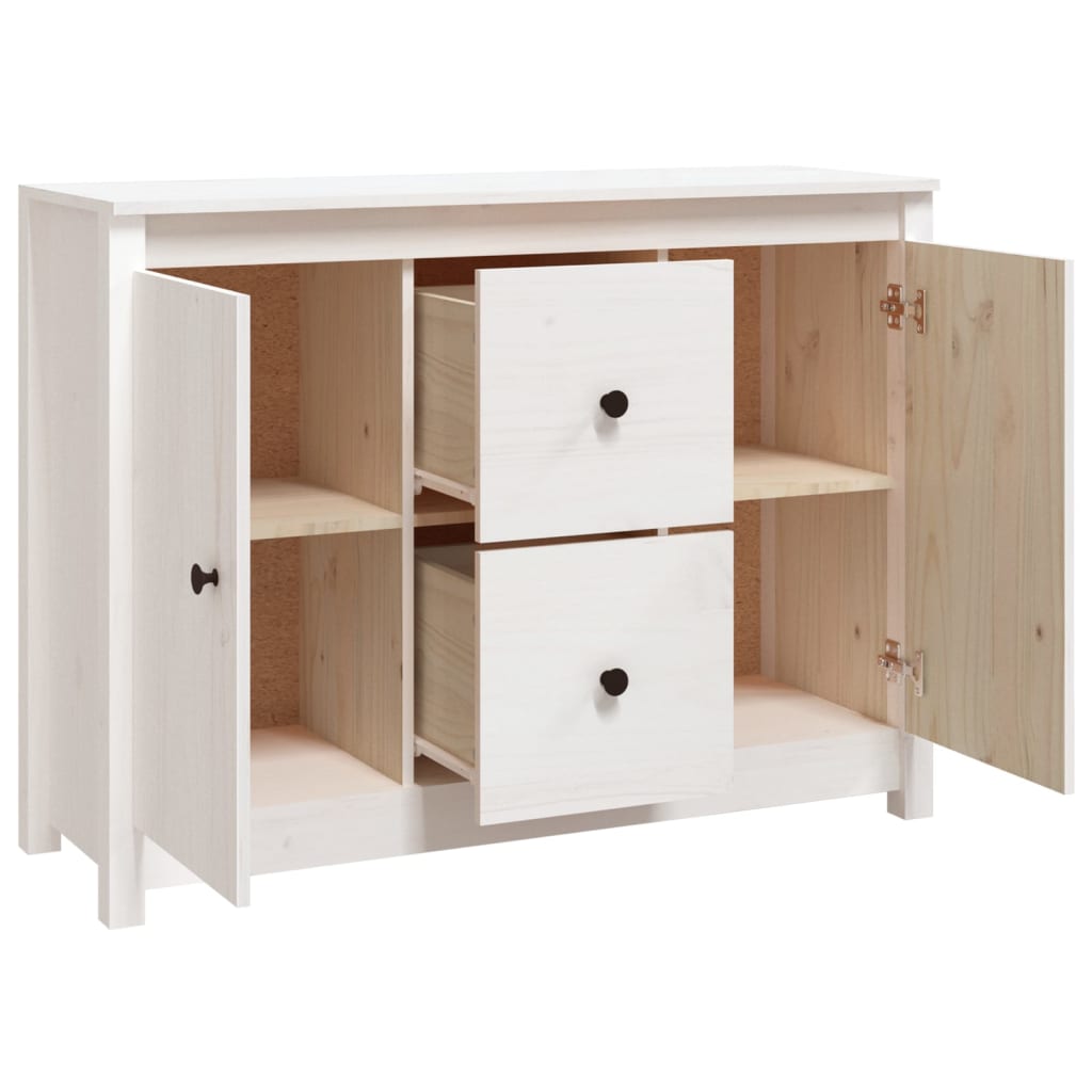 Dressoir 100X35X74 Cm Massief Grenenhout Wit