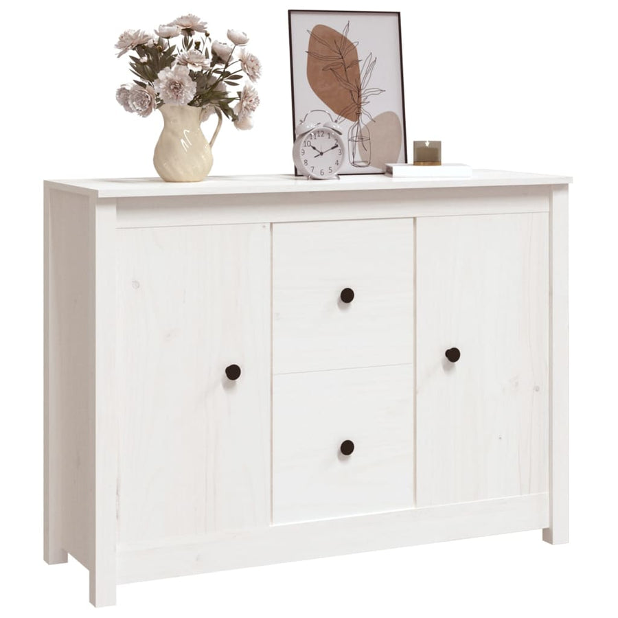 Dressoir 100X35X74 Cm Massief Grenenhout Wit