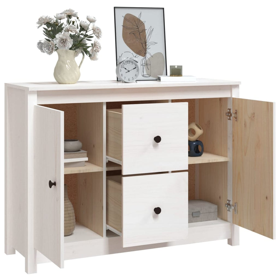 Dressoir 100X35X74 Cm Massief Grenenhout Wit