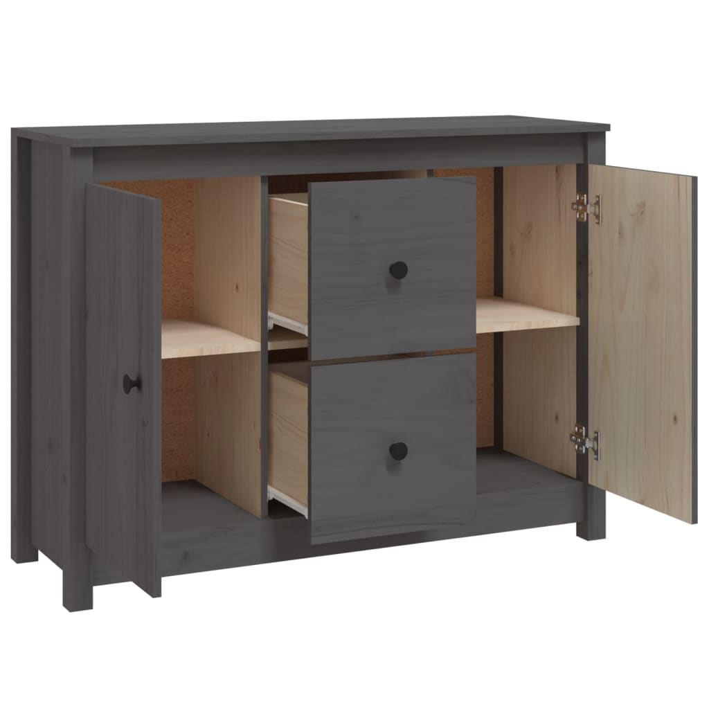 Dressoir 100X35X74 Cm Massief Grenenhout Grijs