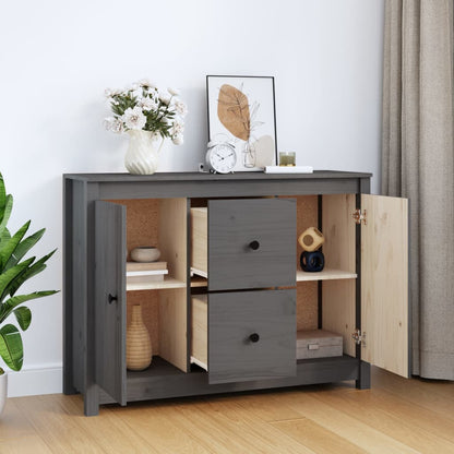 Dressoir 100X35X74 Cm Massief Grenenhout Grijs