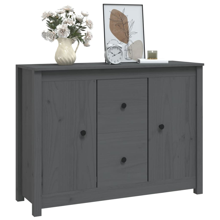 Dressoir 100X35X74 Cm Massief Grenenhout Grijs