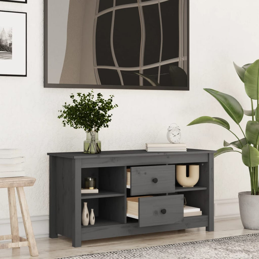 Tv-Meubel 03X36,5X52 Cm Massief Grenenhout Grijs