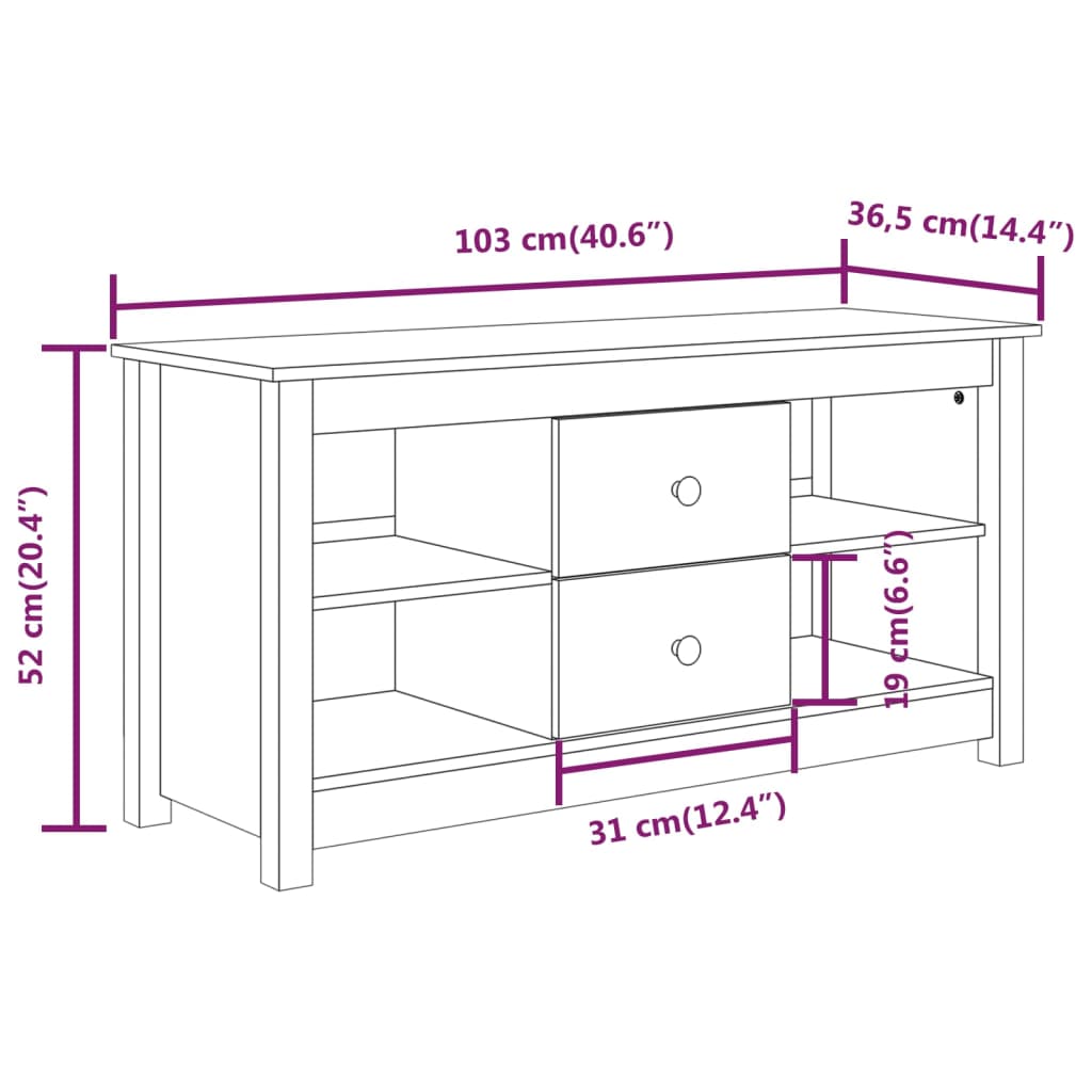 Tv-Meubel 03X36,5X52 Cm Massief Grenenhout Grijs