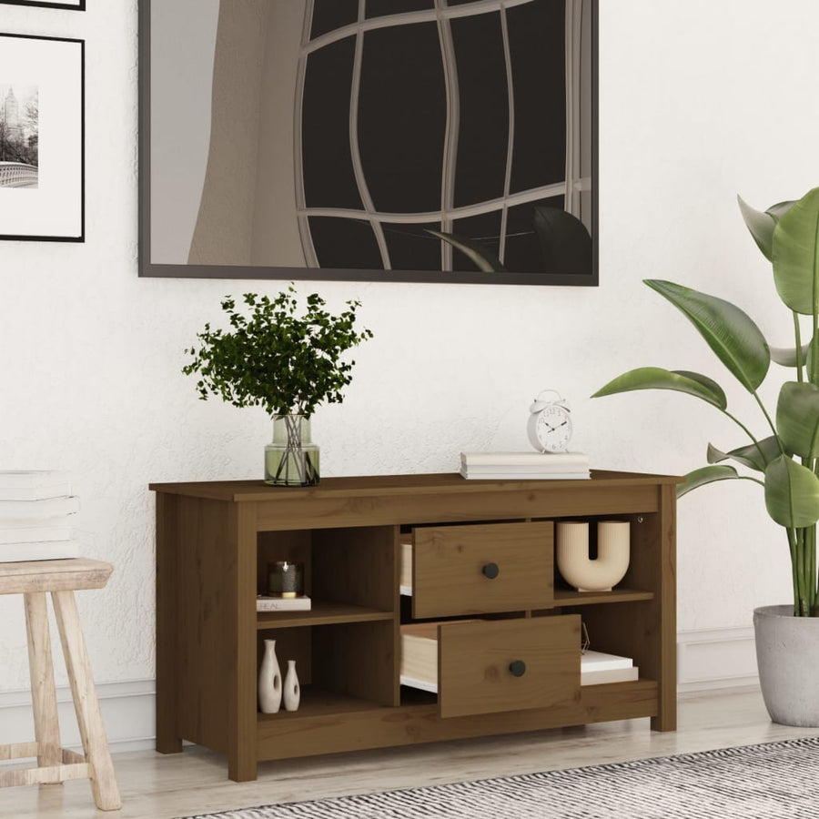 Tv-Meubel 03X36,5X52 Cm Massief Grenenhout Honingbruin