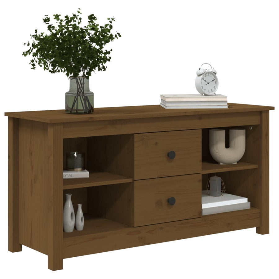 Tv-Meubel 03X36,5X52 Cm Massief Grenenhout Honingbruin