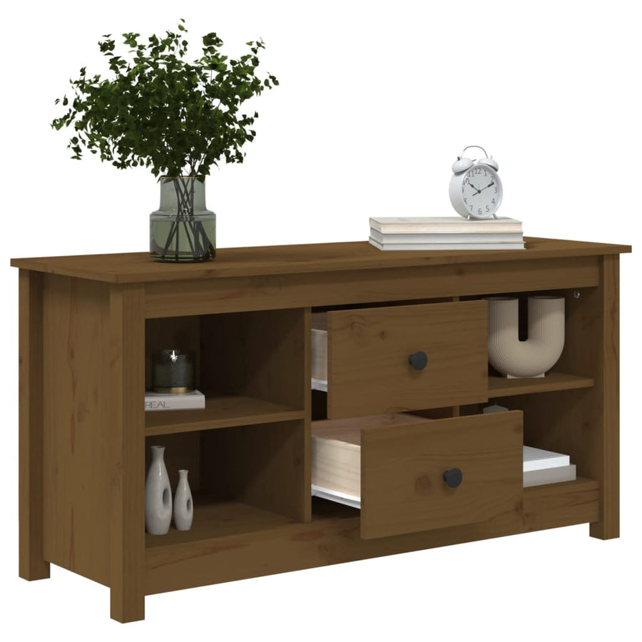 Tv-Meubel 03X36,5X52 Cm Massief Grenenhout Honingbruin