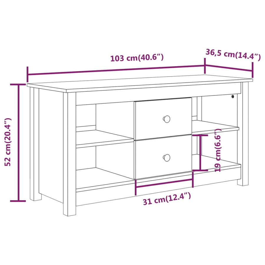 Tv-Meubel 03X36,5X52 Cm Massief Grenenhout Honingbruin