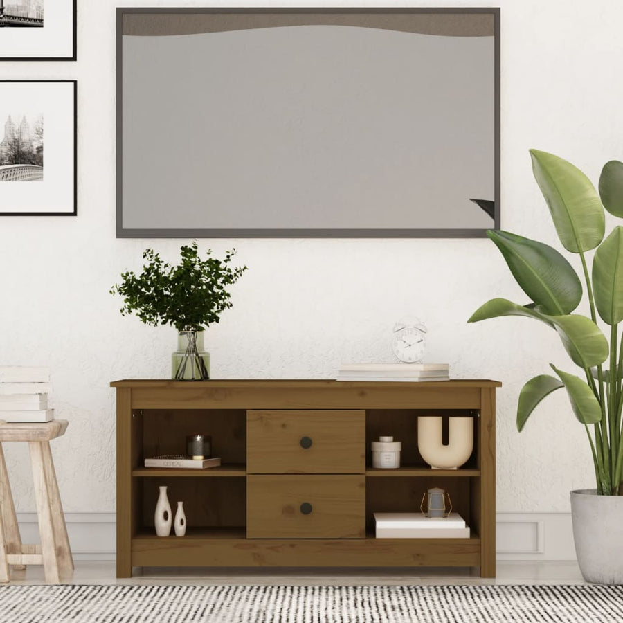 Tv-Meubel 03X36,5X52 Cm Massief Grenenhout Honingbruin