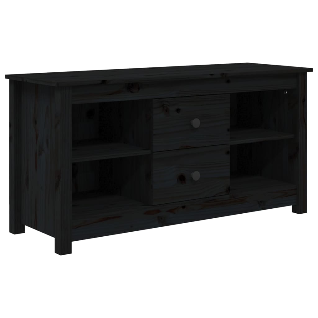 Tv-Meubel 03X36,5X52 Cm Massief Grenenhout Zwart