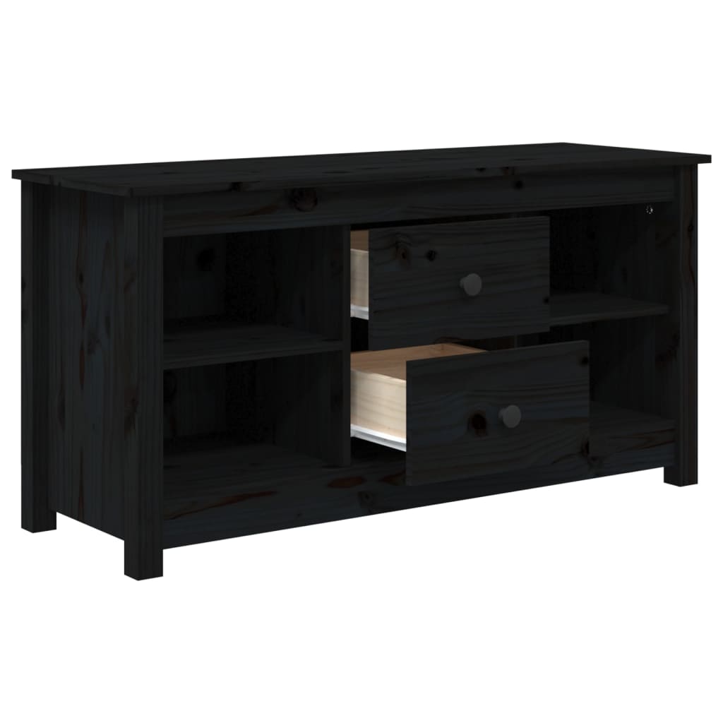 Tv-Meubel 03X36,5X52 Cm Massief Grenenhout Zwart