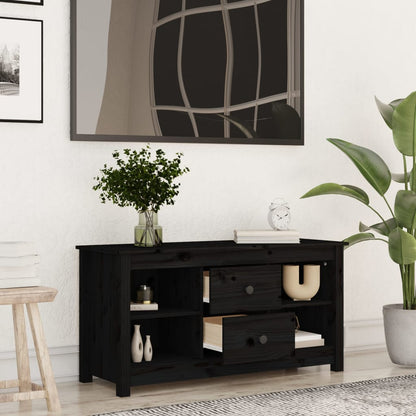 Tv-Meubel 03X36,5X52 Cm Massief Grenenhout Zwart