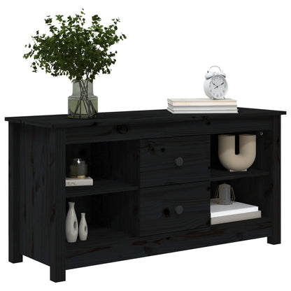 Tv-Meubel 03X36,5X52 Cm Massief Grenenhout Zwart