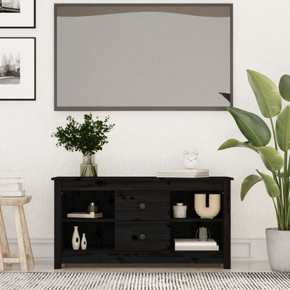 Tv-Meubel 03X36,5X52 Cm Massief Grenenhout Zwart