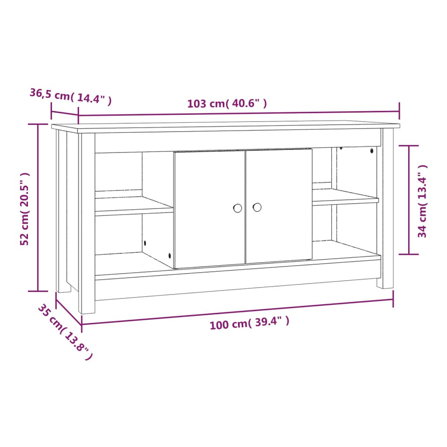Tv-Meubel 03X36,5X52 Cm Massief Grenenhout Grijs