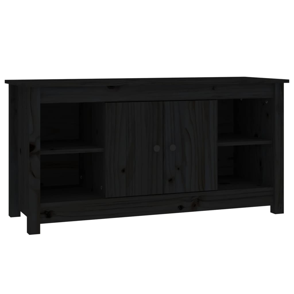Tv-Meubel 03X36,5X52 Cm Massief Grenenhout Zwart