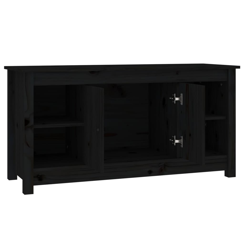 Tv-Meubel 03X36,5X52 Cm Massief Grenenhout Zwart