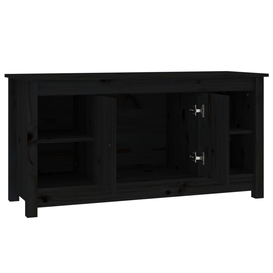 Tv-Meubel 03X36,5X52 Cm Massief Grenenhout Zwart
