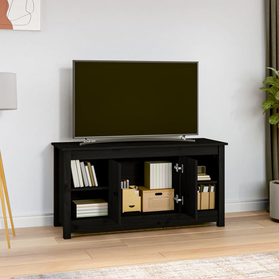 Tv-Meubel 03X36,5X52 Cm Massief Grenenhout Zwart