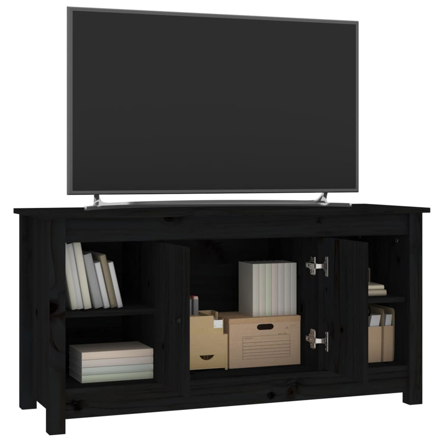 Tv-Meubel 03X36,5X52 Cm Massief Grenenhout Zwart