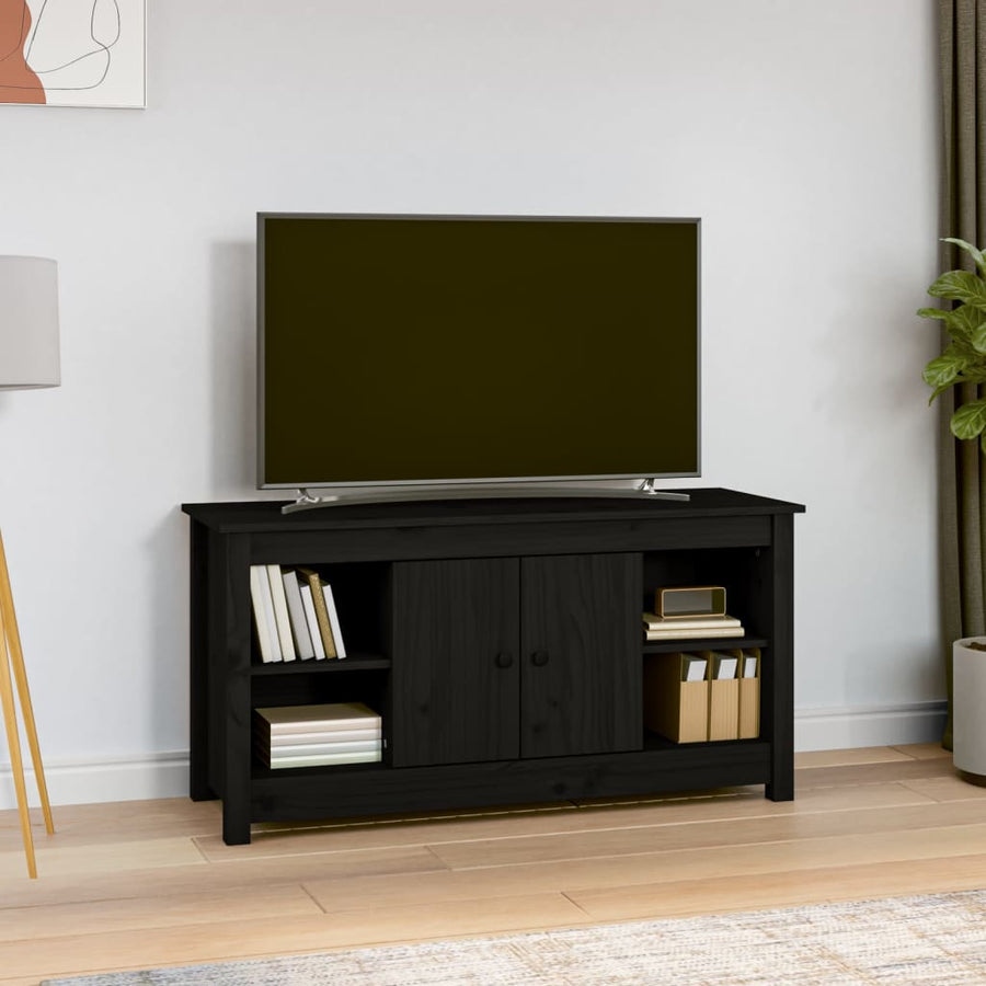 Tv-Meubel 03X36,5X52 Cm Massief Grenenhout Zwart