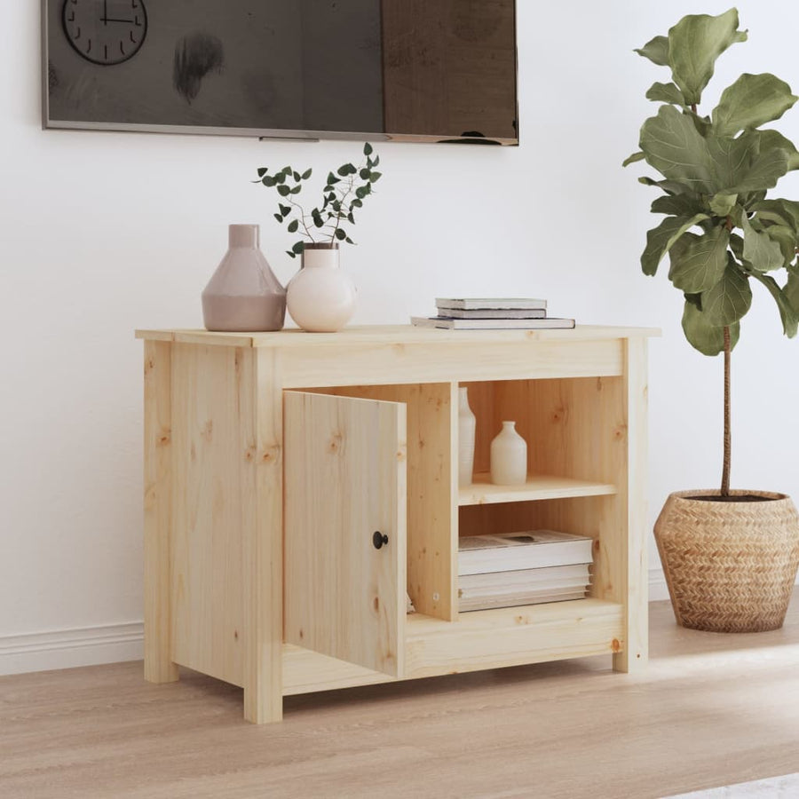 Tv-Meubel 70X36,5X52 Cm Massief Grenenhout 1 Naturel