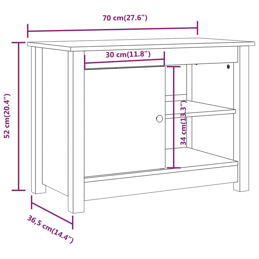 Tv-Meubel 70X36,5X52 Cm Massief Grenenhout 1 Naturel