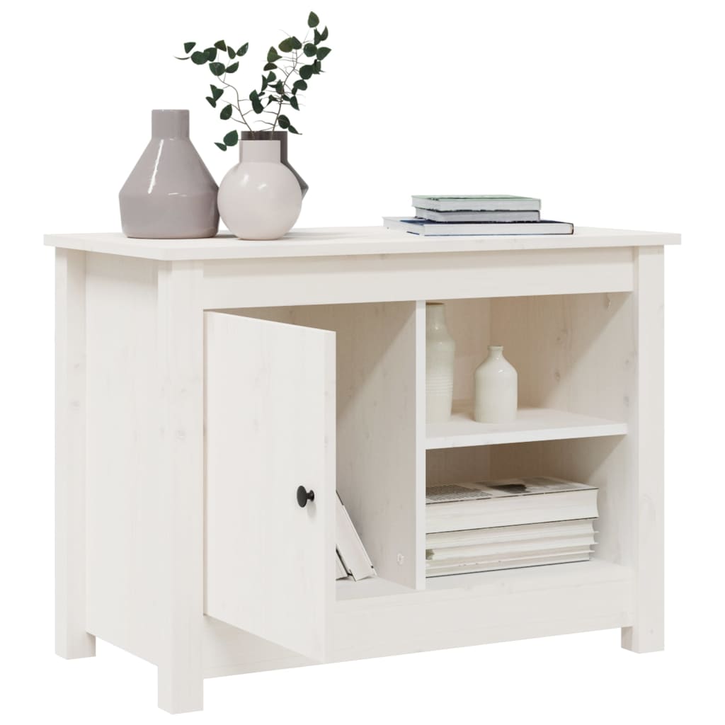 Tv-Meubel 70X36,5X52 Cm Massief Grenenhout Wit