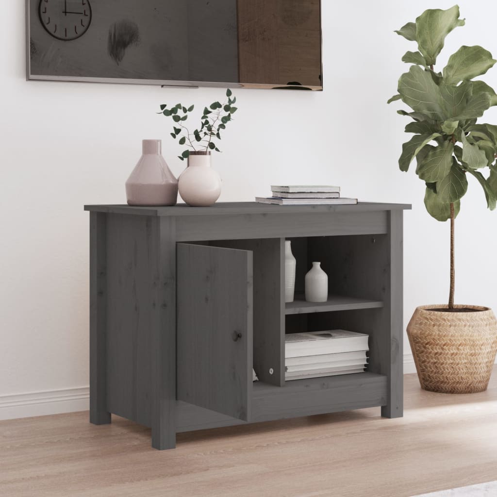 Tv-Meubel 70X36,5X52 Cm Massief Grenenhout Grijs