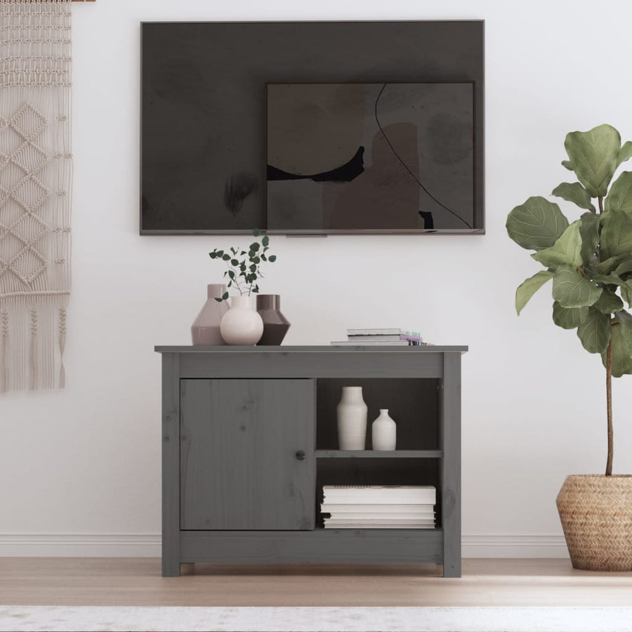 Tv-Meubel 70X36,5X52 Cm Massief Grenenhout Grijs