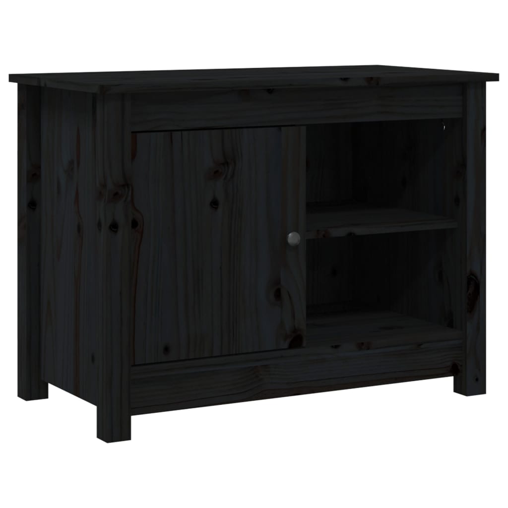Tv-Meubel 70X36,5X52 Cm Massief Grenenhout Zwart