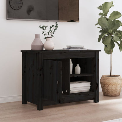 Tv-Meubel 70X36,5X52 Cm Massief Grenenhout Zwart