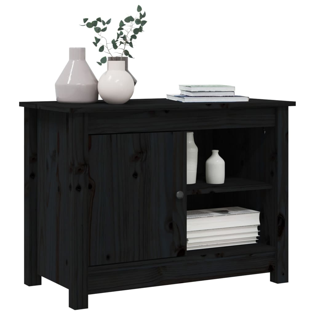 Tv-Meubel 70X36,5X52 Cm Massief Grenenhout Zwart