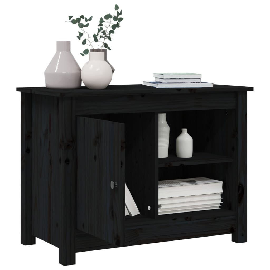 Tv-Meubel 70X36,5X52 Cm Massief Grenenhout Zwart