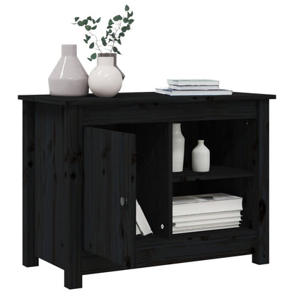 Tv-Meubel 70X36,5X52 Cm Massief Grenenhout Zwart