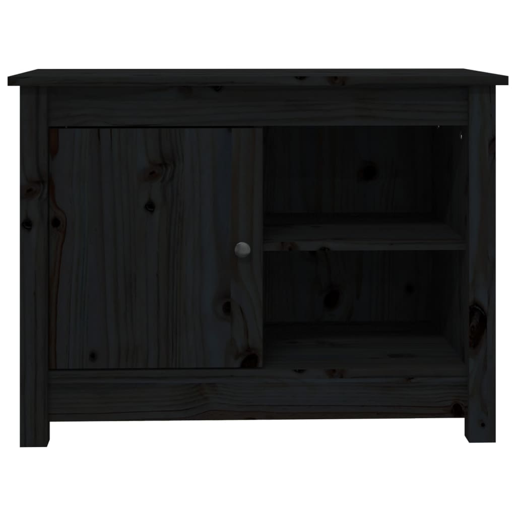 Tv-Meubel 70X36,5X52 Cm Massief Grenenhout Zwart