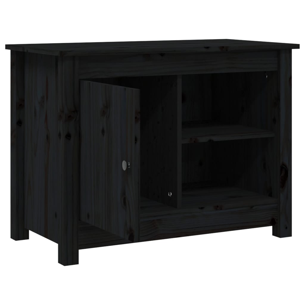 Tv-Meubel 70X36,5X52 Cm Massief Grenenhout Zwart