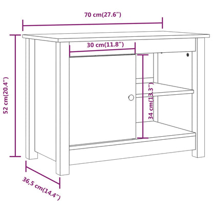 Tv-Meubel 70X36,5X52 Cm Massief Grenenhout Zwart