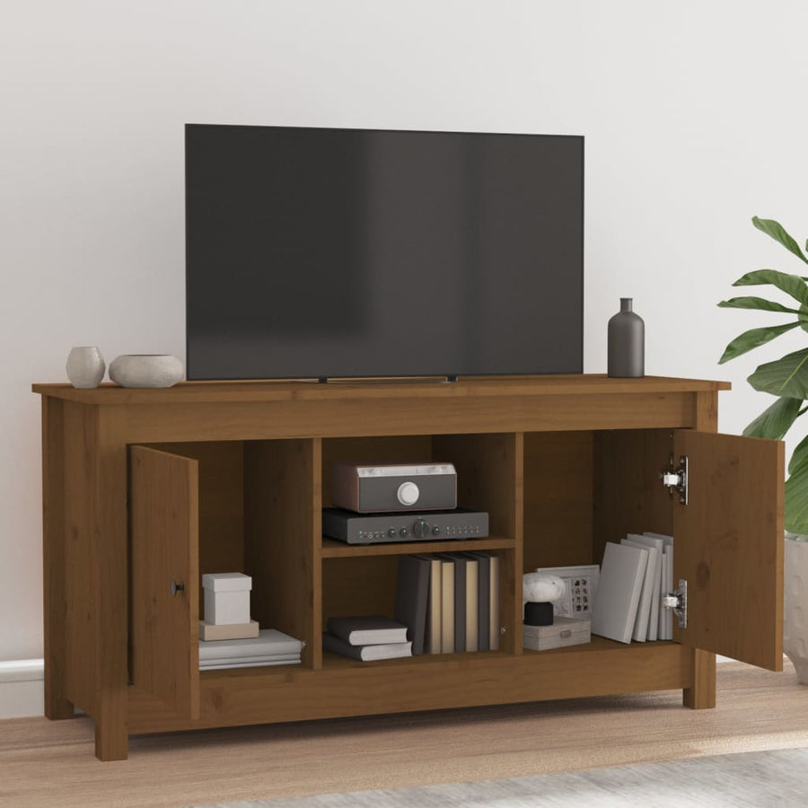 Tv-Meubel 03X36,5X52 Cm Massief Grenenhout Honingbruin