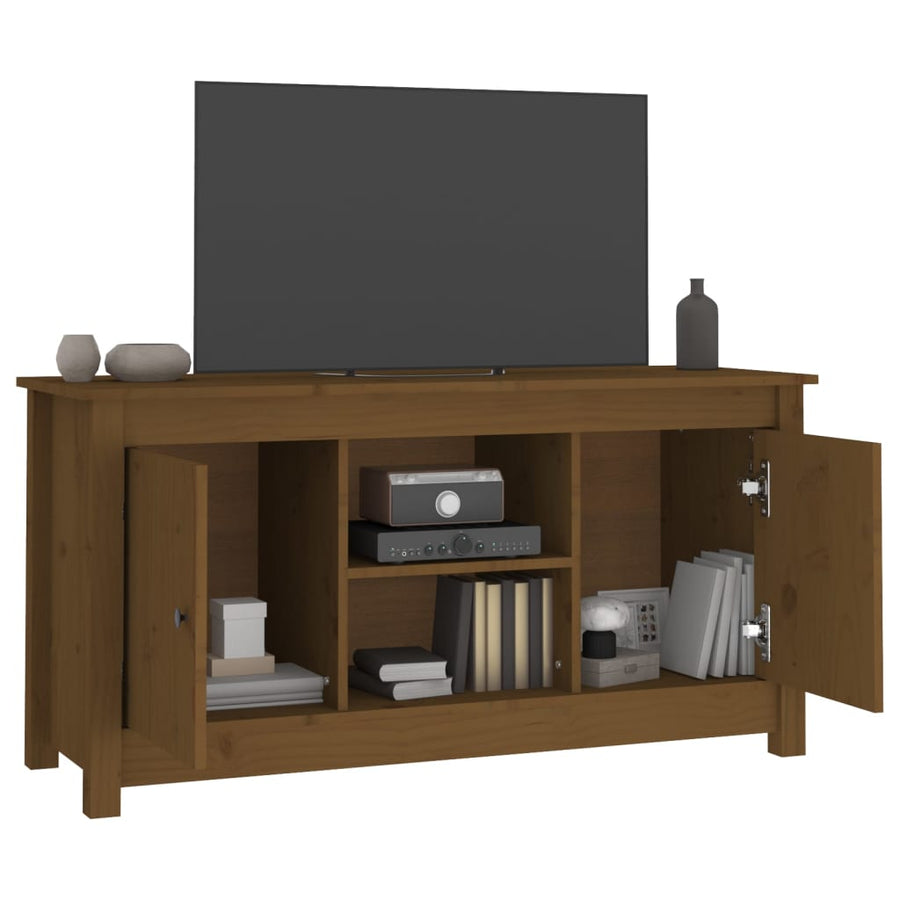 Tv-Meubel 03X36,5X52 Cm Massief Grenenhout Honingbruin
