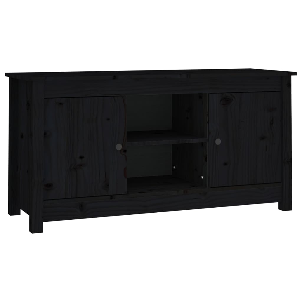 Tv-Meubel 03X36,5X52 Cm Massief Grenenhout Zwart