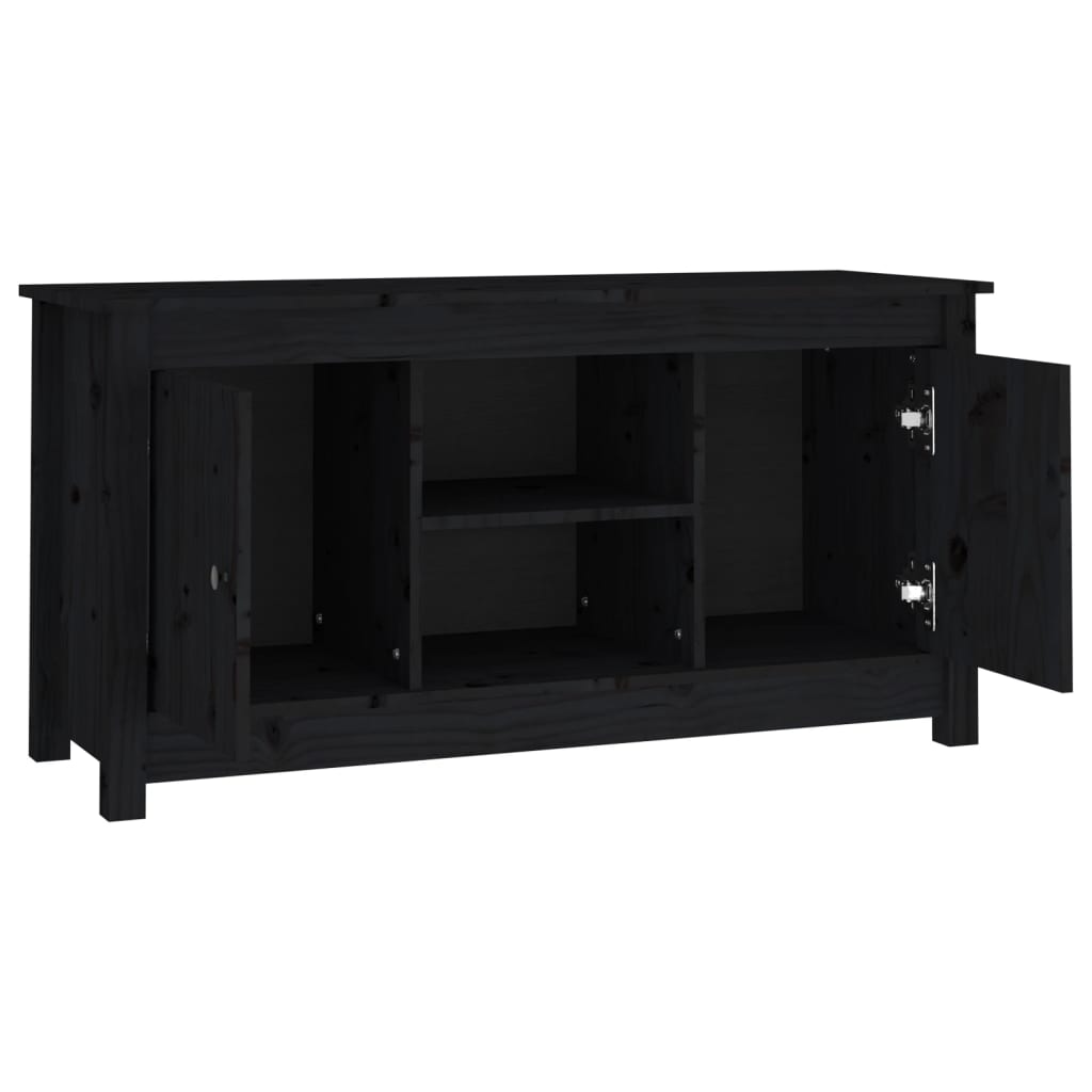 Tv-Meubel 03X36,5X52 Cm Massief Grenenhout Zwart