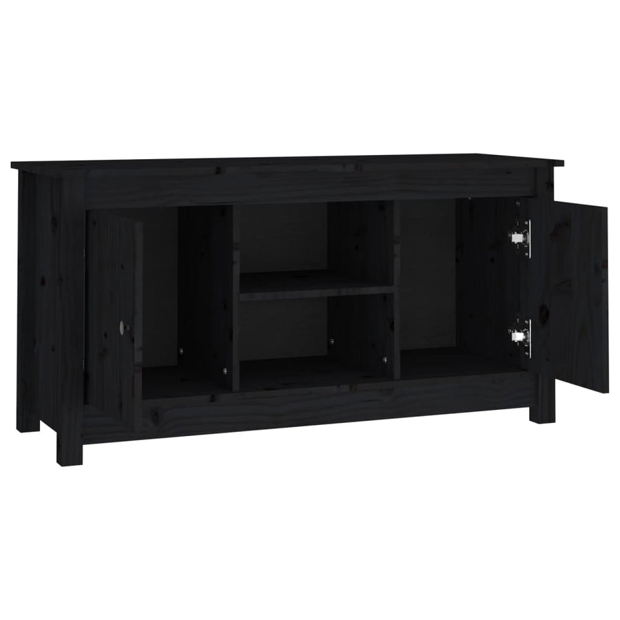 Tv-Meubel 03X36,5X52 Cm Massief Grenenhout Zwart