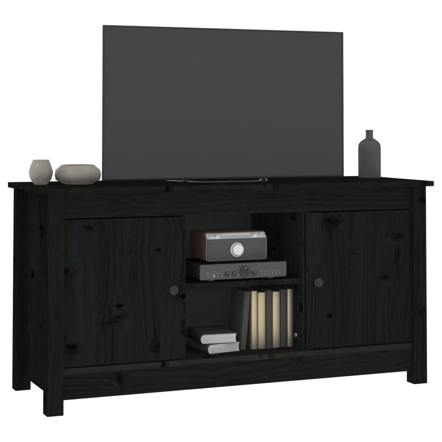 Tv-Meubel 03X36,5X52 Cm Massief Grenenhout Zwart