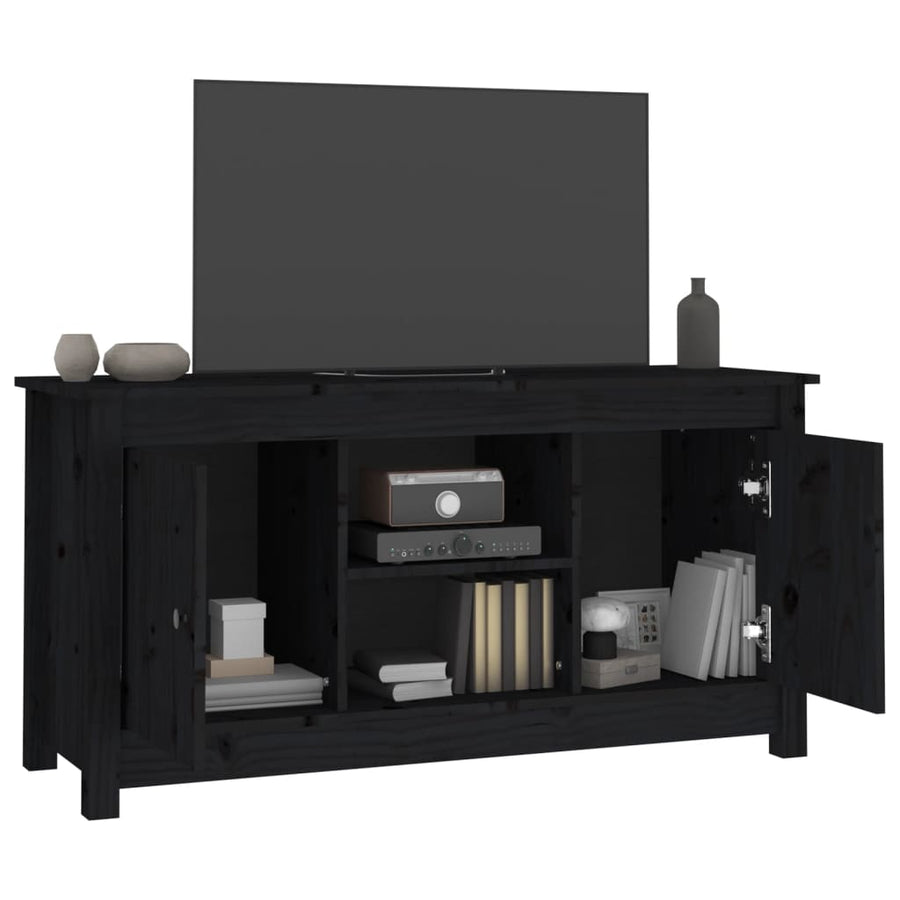 Tv-Meubel 03X36,5X52 Cm Massief Grenenhout Zwart